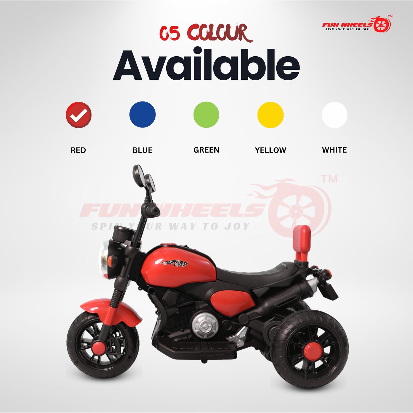 Fun Wheels FWB-01 ThunderMini Rider Kids Electric Bike with LED Headlight | Music & Sound Bike