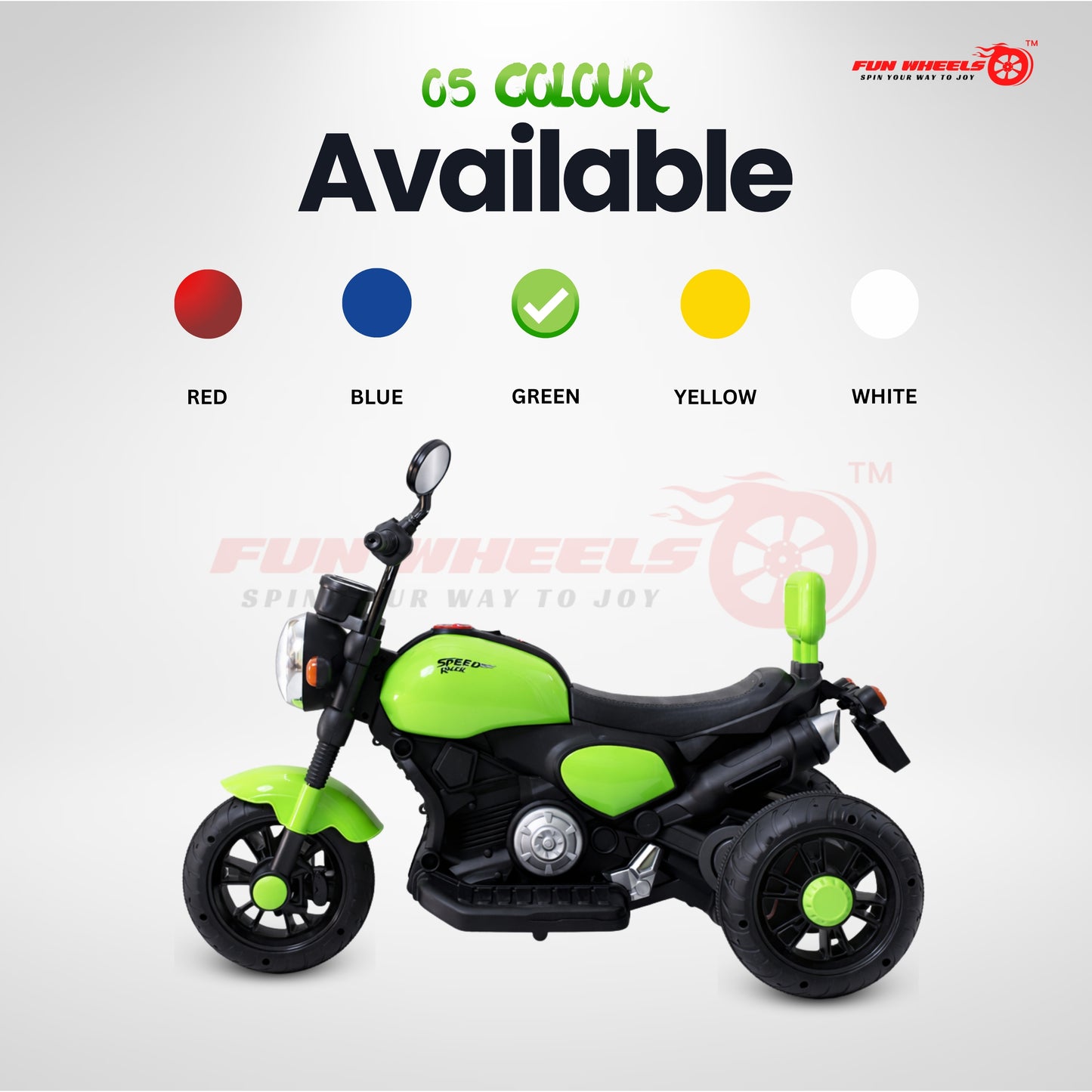 Fun Wheels FWB-01 ThunderMini Rider Kids Electric Bike with LED Headlight | Music & Sound Bike