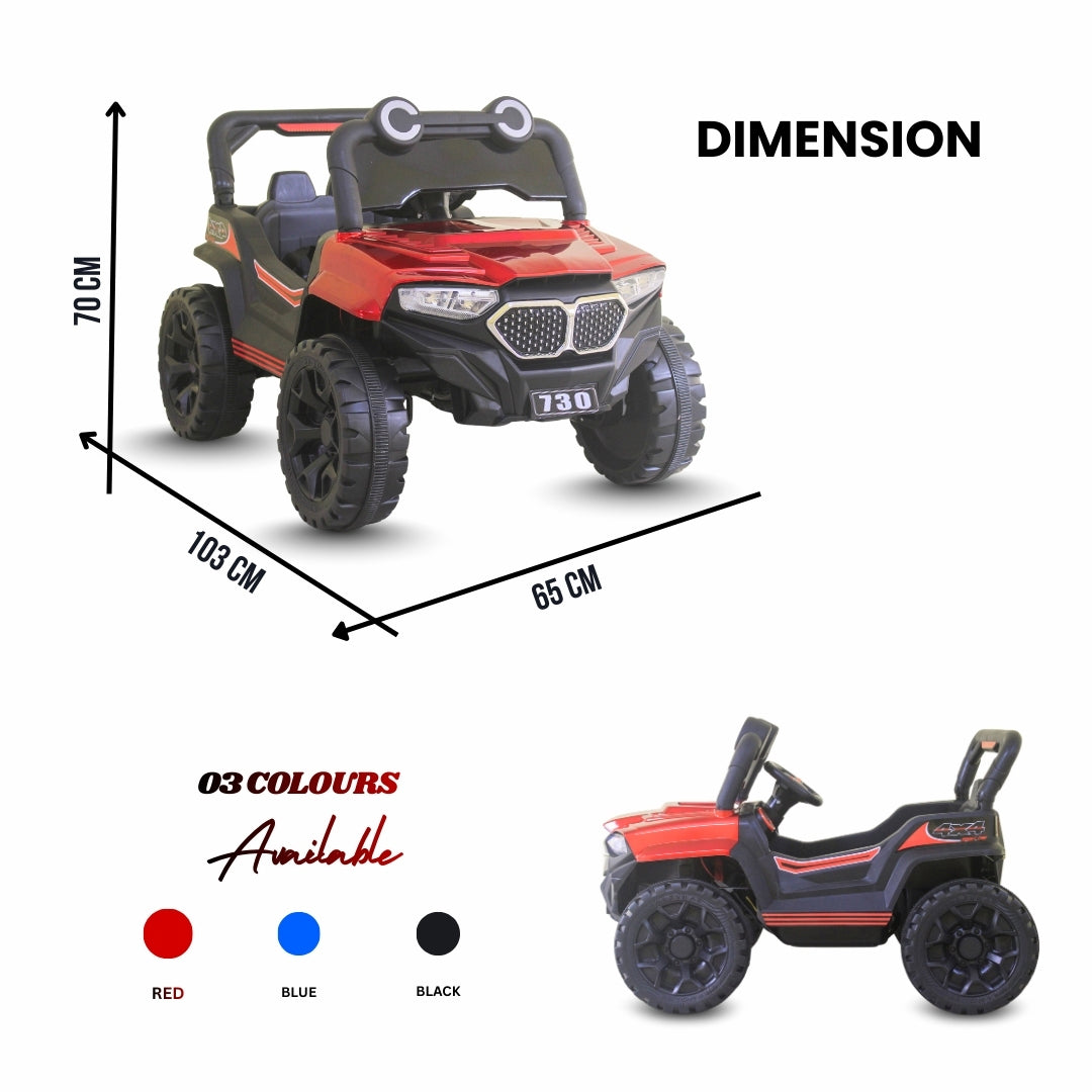 Fun Wheels FWJ-10 Kids Electric Ride-On Jeep with LED Lights, Music & Rechargeable Battery Jeep