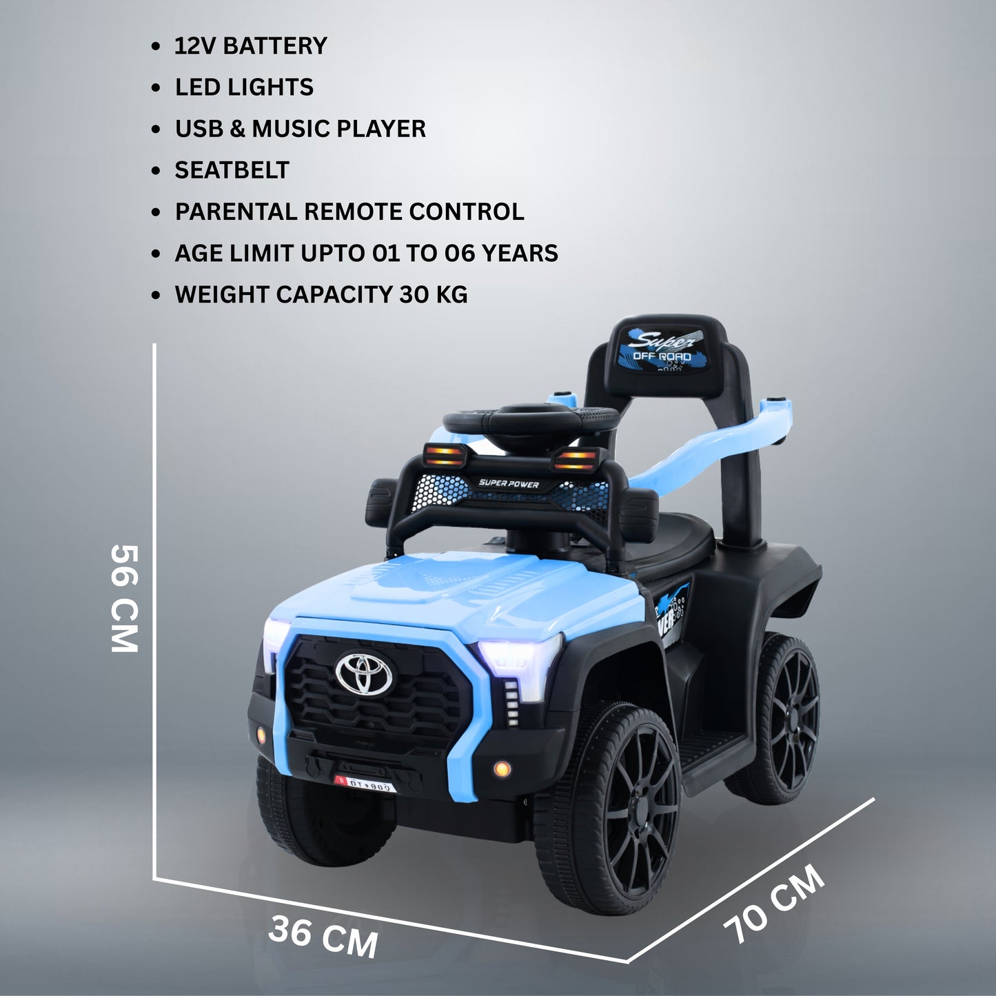 : Fun Wheels FWJ-06 Kids Battery Operated Ride-On Jeep Car with LED Lights