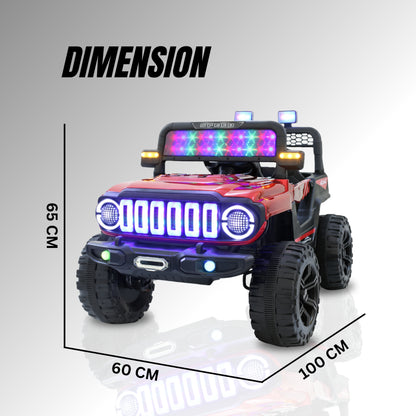 Fun Wheels FWJ-12 Battery Operated 4x4 Kids Jeep with RGB LED & Big Wheel Electric Jeep