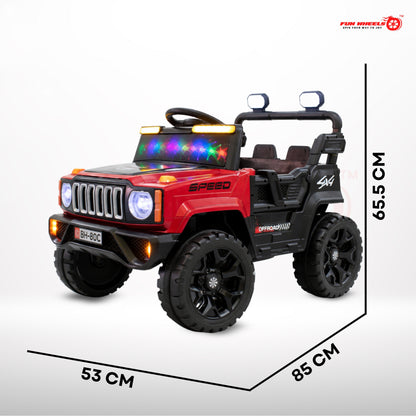 Fun Wheels FWJ-15 Kids Electric Ride On 4x4 | Battery Operated Car with LED Jeep