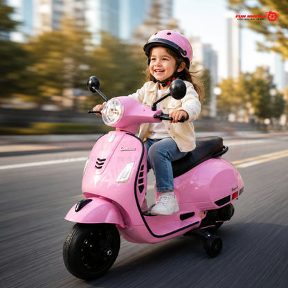 FWB-04 Kids Electric Ride On Vespa Scooter with Music Player, LED Headlight Bike