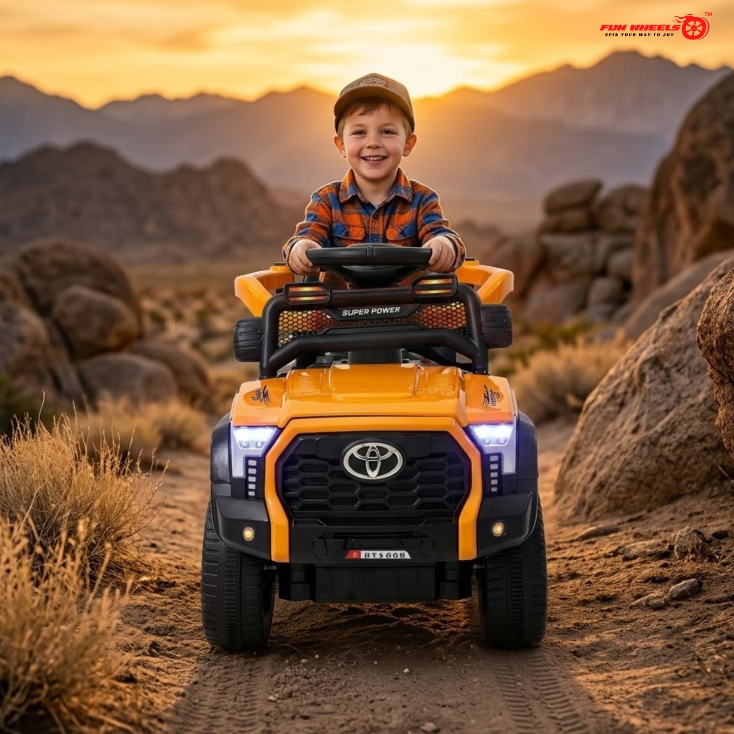 : Fun Wheels FWJ-06 Kids Battery Operated Ride-On Jeep Car with LED Lights