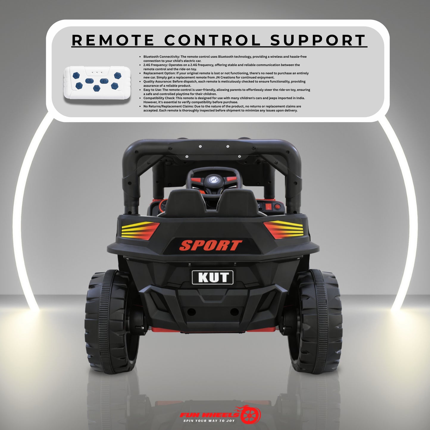 Fun Wheels FWJ-13 KUT Kids Electric Ride-On Car, LED Lights, Off-Road Wheels Jeep