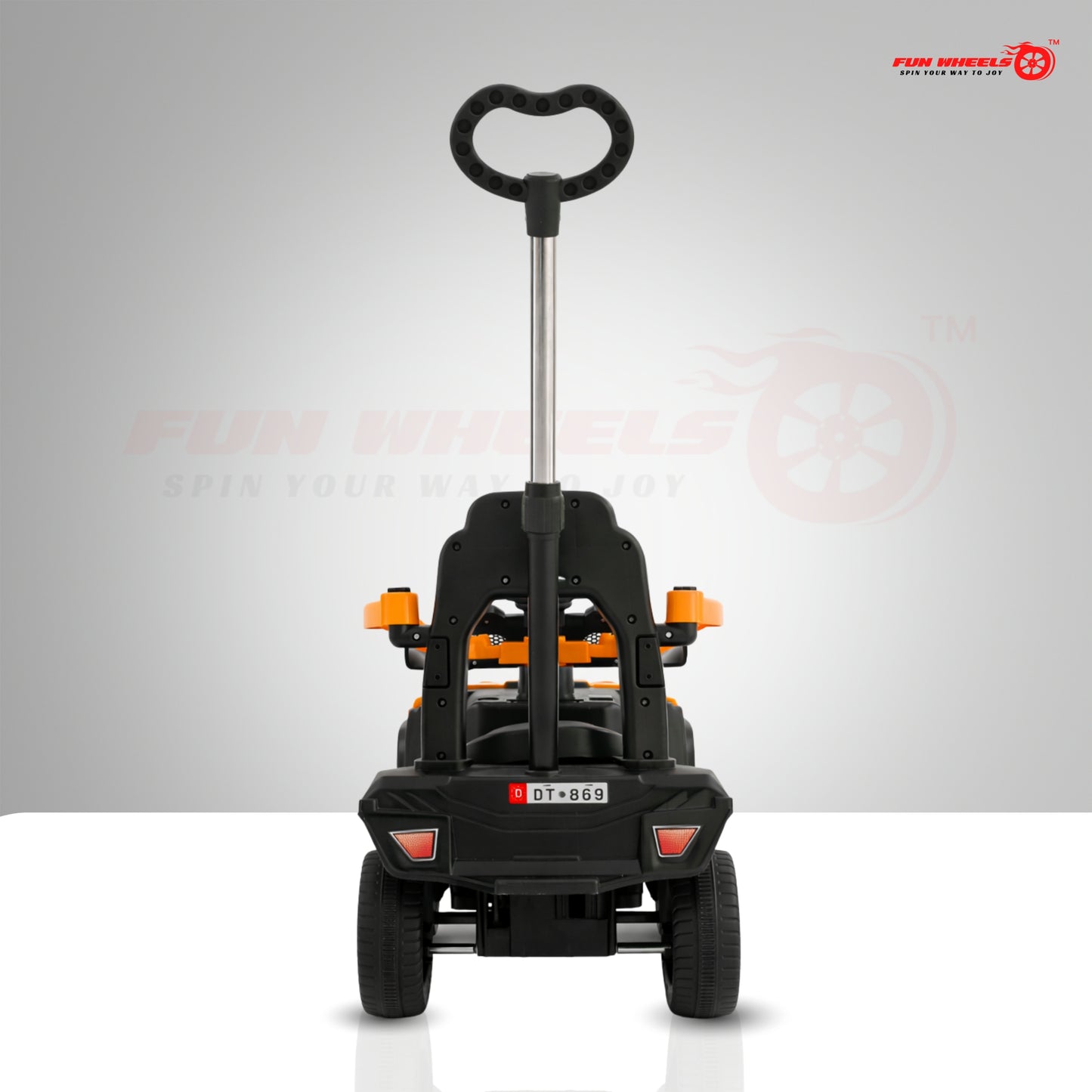 Fun Wheels FWPC-01 Kids Manual Ride On Push Car with Parent Handle, Music & Lights-Red