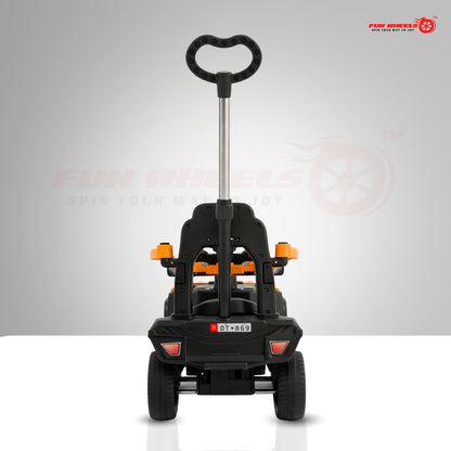 Fun Wheels FWPC-01 Kids Manual Ride On Push Car with Parent Handle, Music & Lights-Red