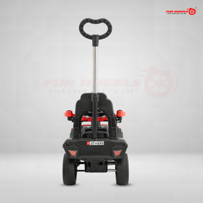 Fun Wheels FWPC-03 Kids Manual Ride On Push Car with Parent Handle, Music & Lights