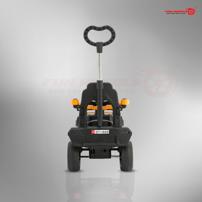 Fun Wheels FWPC-02 Kids Manual Ride On Push Car with Parent Handle, Music & LightsV