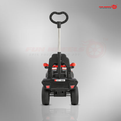 Fun Wheels FWPC-02 Kids Manual Ride On Push Car with Parent Handle, Music & LightsV