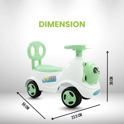 Fun Wheels FWPC-04 Kids Ride-On Panda Scooter & Push Car – Musical Walker with Safety Backrest