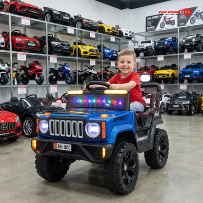 Fun Wheels FWJ-15 Kids Electric Ride On 4x4 | Battery Operated Car with LED Jeep