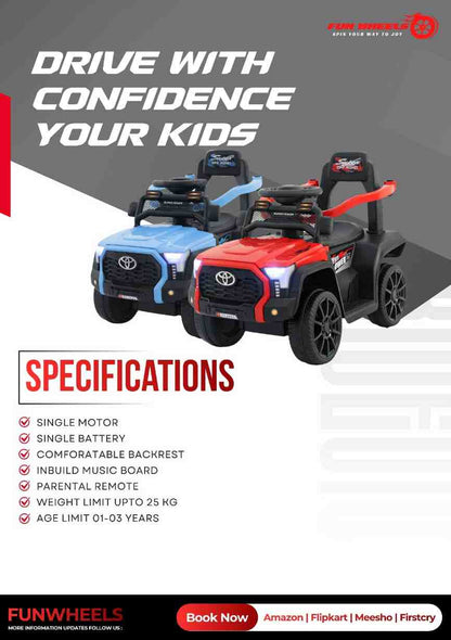: Fun Wheels FWJ-06 Kids Battery Operated Ride-On Jeep Car with LED Lights