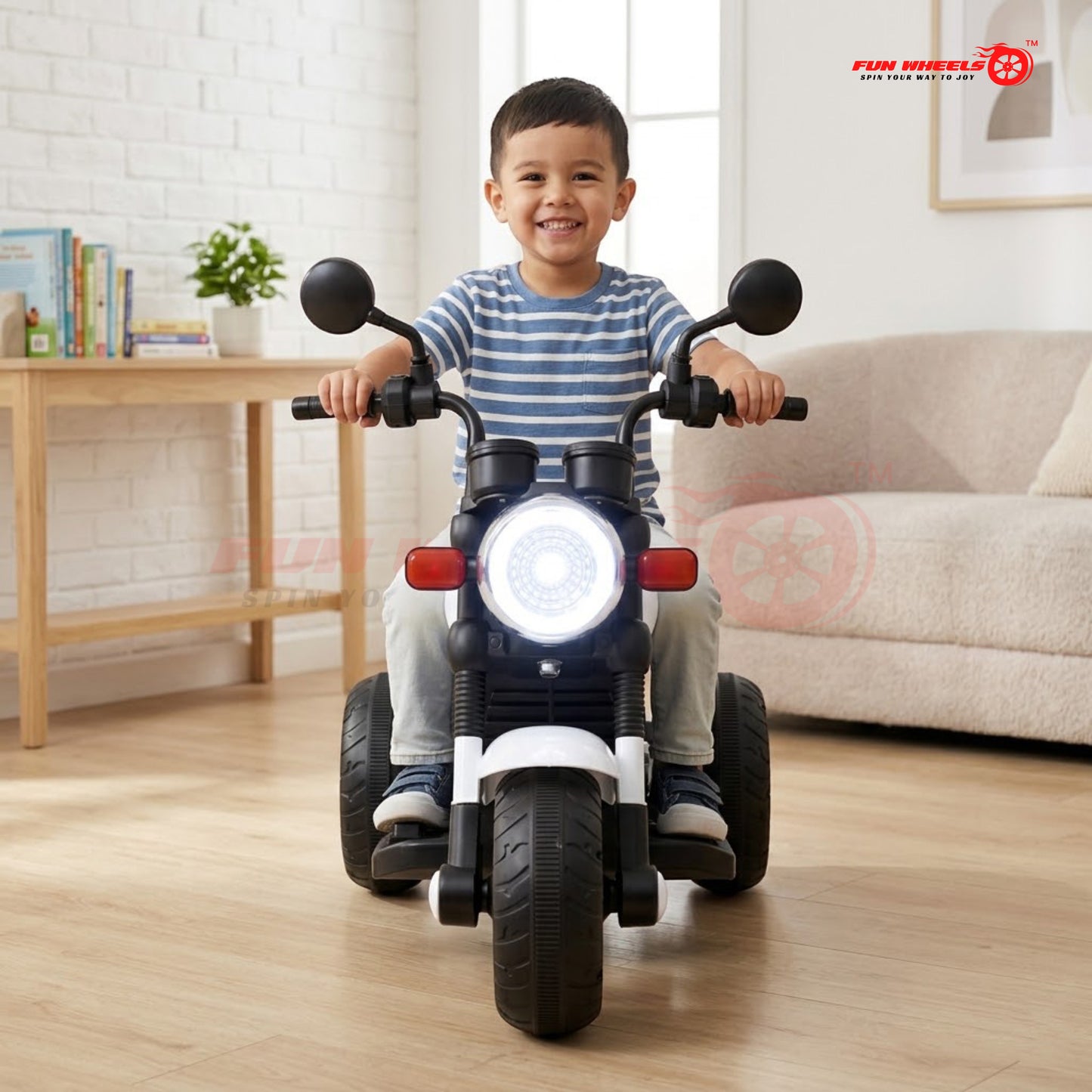 Fun Wheels FWB-01 ThunderMini Rider Kids Electric Bike with LED Headlight | Music & Sound Bike