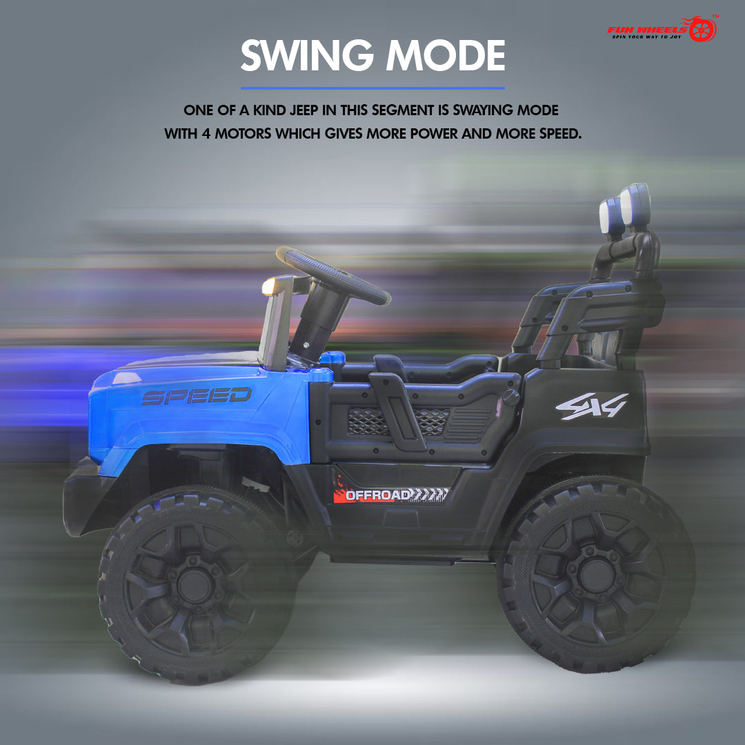 Fun Wheels FWJ-11 Offroad King BH-Kids Electric 4x4 Jeep with RGB Lights & Big Wheels