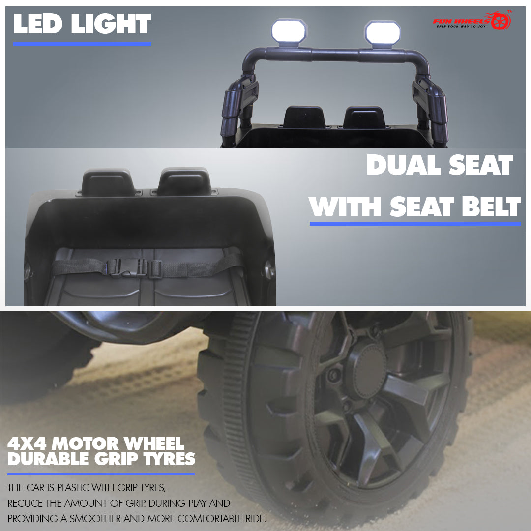 Fun Wheels FWJ-11 Offroad King BH-Kids Electric 4x4 Jeep with RGB Lights & Big Wheels