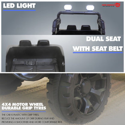 Fun Wheels FWJ-11 Offroad King BH-Kids Electric 4x4 Jeep with RGB Lights & Big Wheels