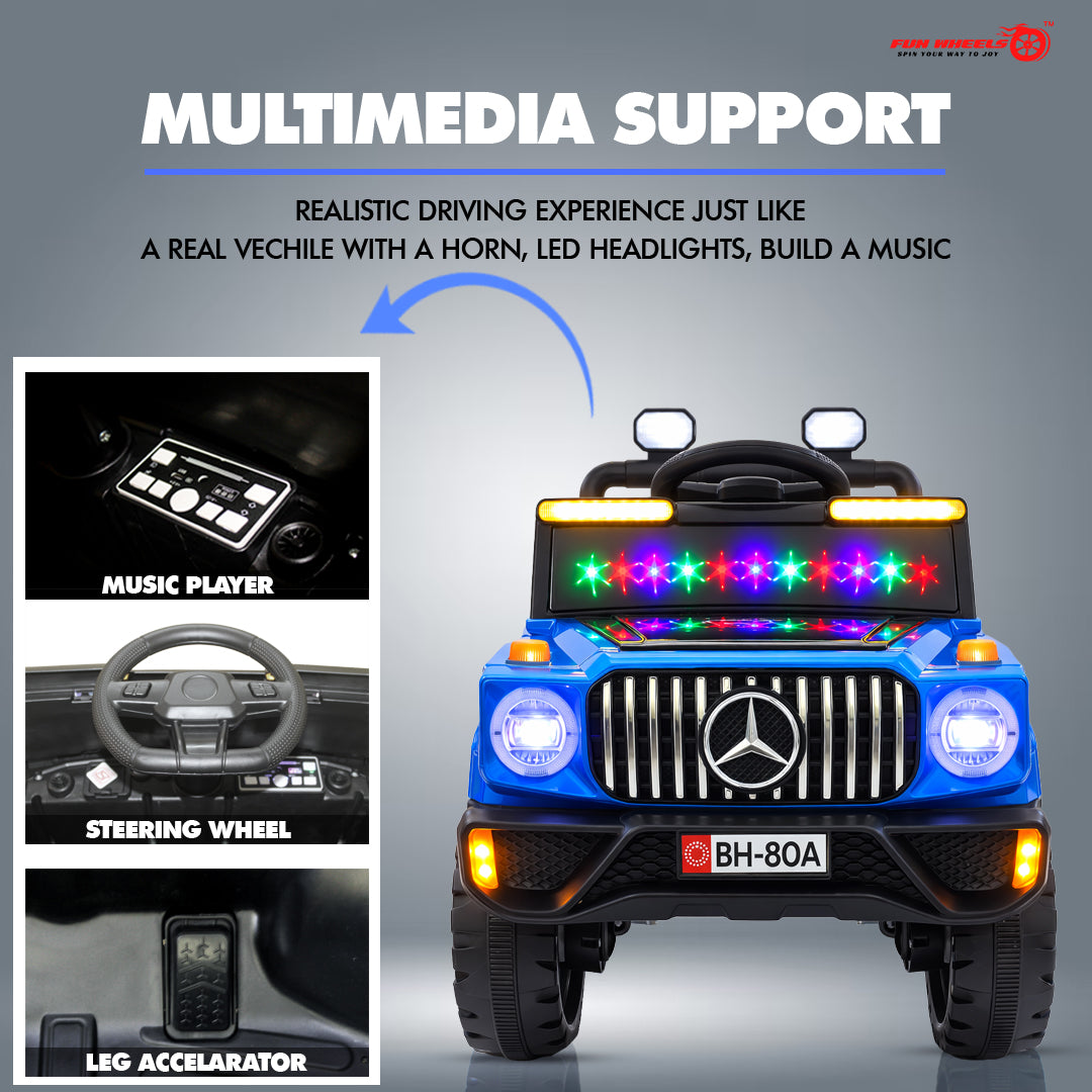 Fun Wheels FWJ-11 Offroad King BH-Kids Electric 4x4 Jeep with RGB Lights & Big Wheels