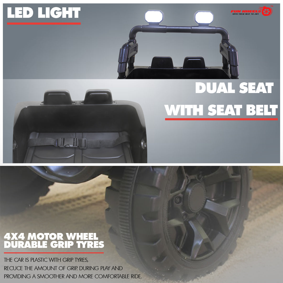 Fun Wheels FWJ-11 Offroad King BH-Kids Electric 4x4 Jeep with RGB Lights & Big Wheels