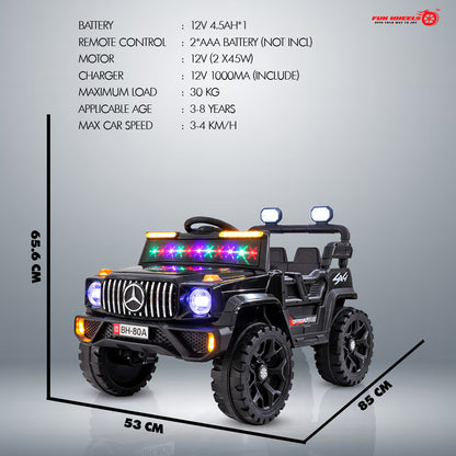 Fun Wheels FWJ-11 Offroad King BH-Kids Electric 4x4 Jeep with RGB Lights & Big Wheels