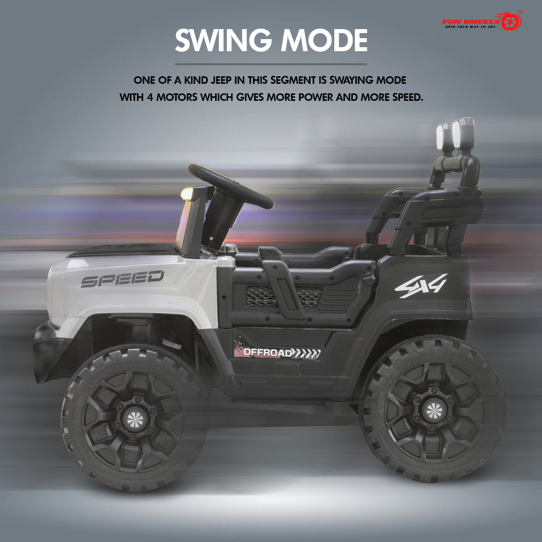 Fun Wheels FWJ-11 Offroad King BH-Kids Electric 4x4 Jeep with RGB Lights & Big Wheels