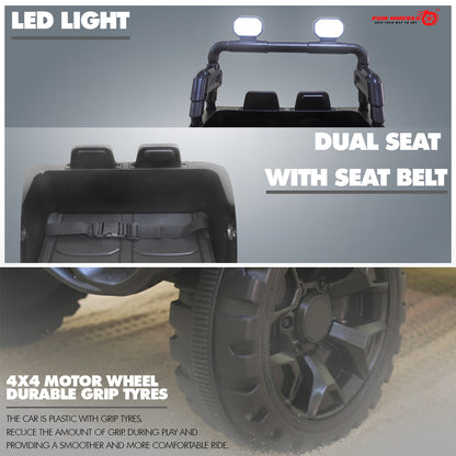 Fun Wheels FWJ-11 Offroad King BH-Kids Electric 4x4 Jeep with RGB Lights & Big Wheels