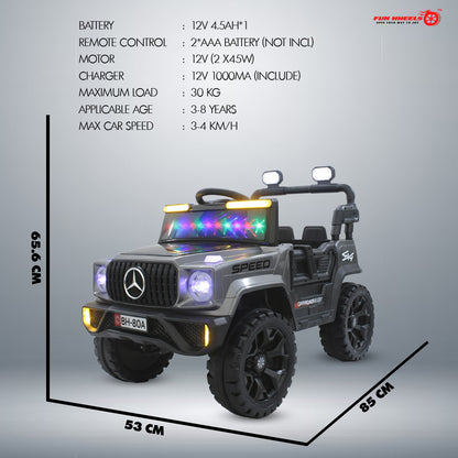 Fun Wheels FWJ-11 Offroad King BH-Kids Electric 4x4 Jeep with RGB Lights & Big Wheels