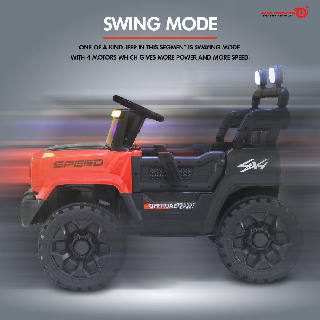 Fun Wheels FWJ-11 Offroad King BH-Kids Electric 4x4 Jeep with RGB Lights & Big Wheels