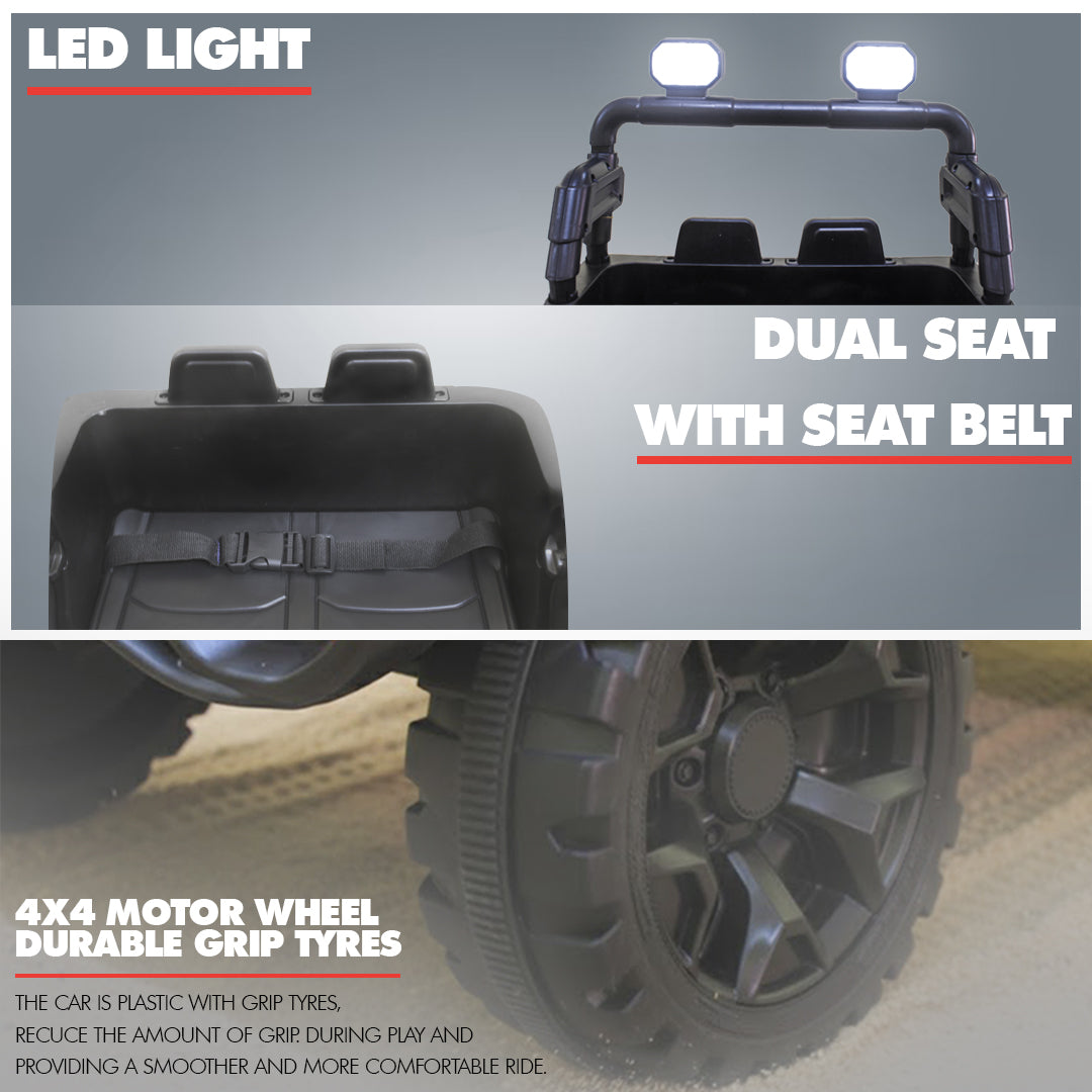 Fun Wheels FWJ-11 Offroad King BH-Kids Electric 4x4 Jeep with RGB Lights & Big Wheels