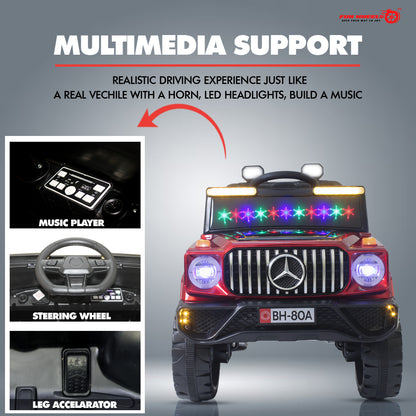 Fun Wheels FWJ-11 Offroad King BH-Kids Electric 4x4 Jeep with RGB Lights & Big Wheels