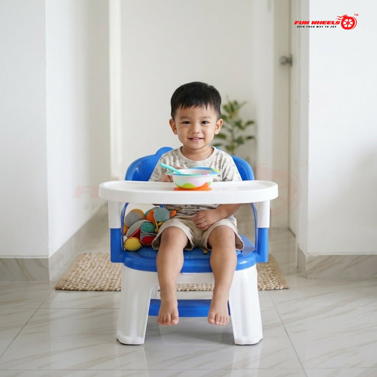 Fun Wheels FWCH-02 Baby Feeding Chair with Removable Tray | Kids Plastic Chair