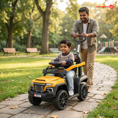 Fun Wheels FWPC-02 Kids Manual Ride On Push Car with Parent Handle, Music & LightsV